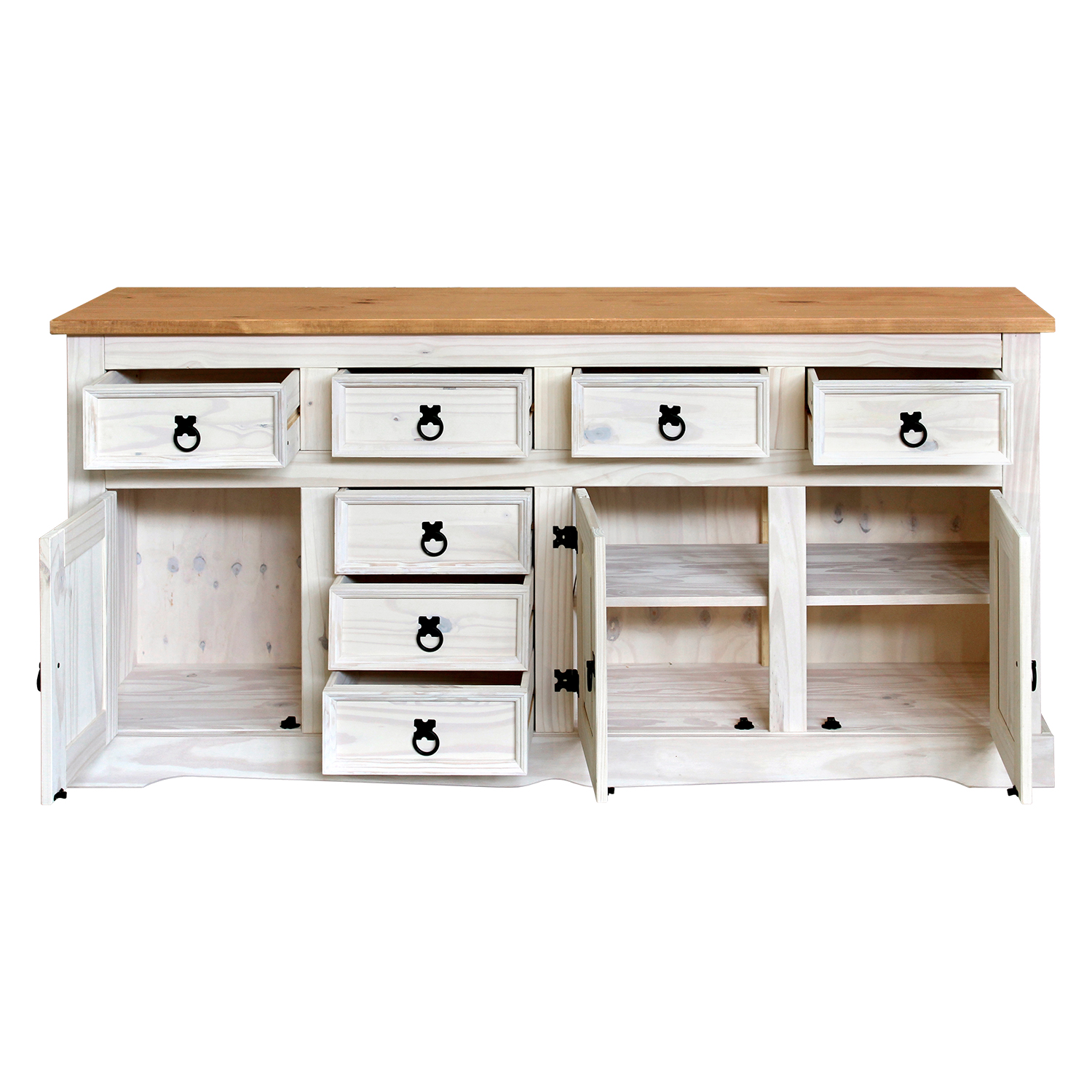 Komoda CORONA bílý vosk, 3 dveře + 7 zásuvek