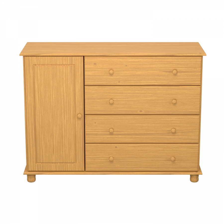 Komoda 4 zásuvky + dvířka 8016V vosk